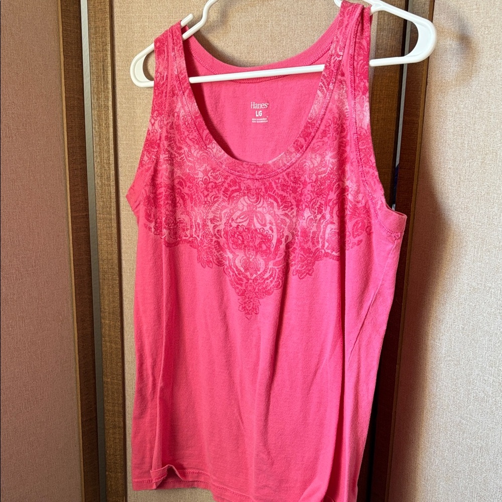 FINAL MARKDOWN Hanes Vibrant Pink Women's Tank Top Large